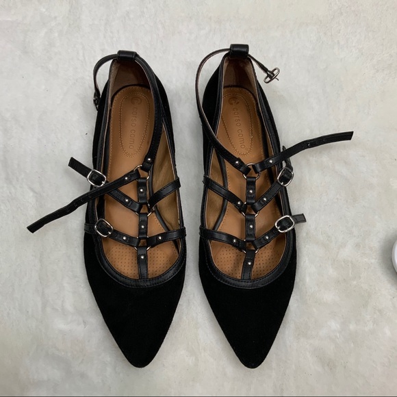 Corso Como Black Studded Multi Strap Pointy Flats - Picture 11 of 11